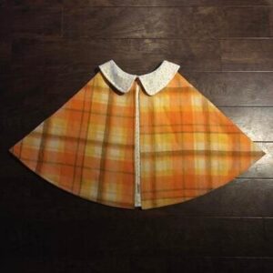 Orange & White Woollen Blanket Cape